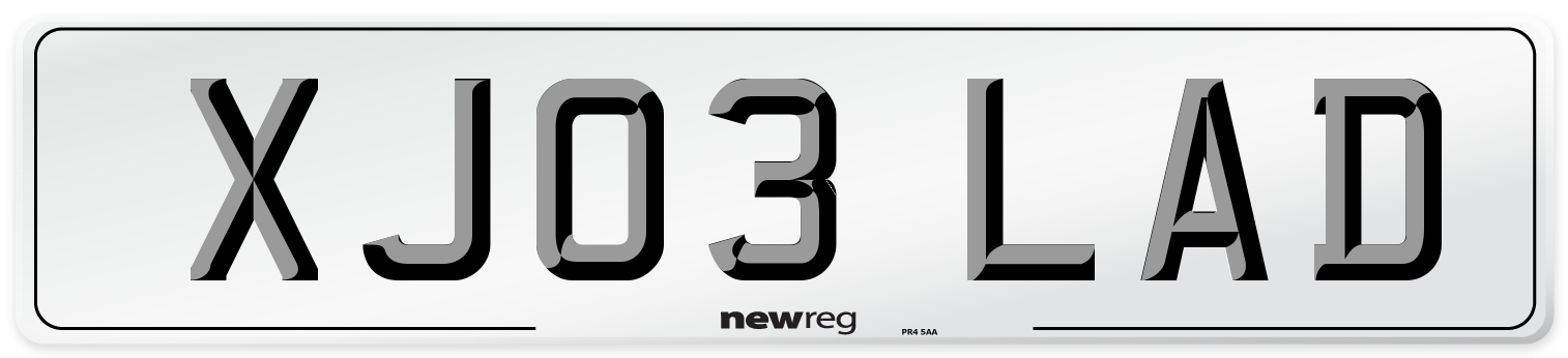 XJ03 LAD Number Plate from New Reg